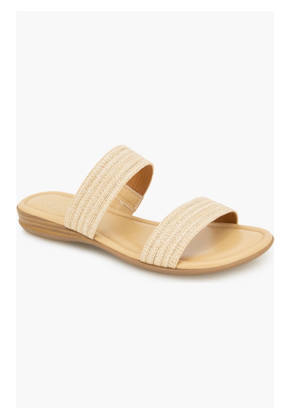 Andre Assous Nabila Flat Two‑Strap Slide Sandals Tan & Natural Women’s Size 10 - Picture 2 of 13